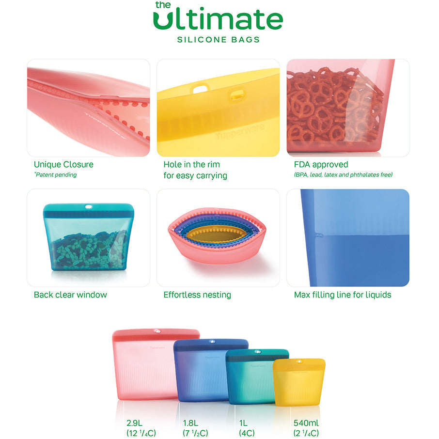 Tupperware® Ultimate Silicone Stand-Up Bag | X-Large, Reusable, Leakproof