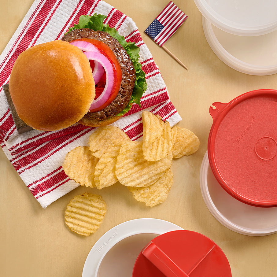 Tupperware® Hamburger Press &amp; Keepers Set | Large Patty Mold &amp; Storage